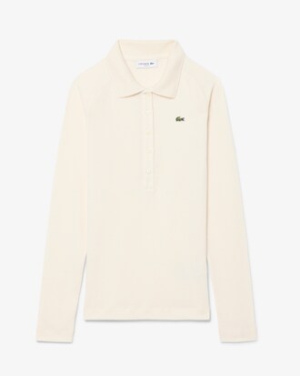 Slim Fit-Polohemd aus Rippstrick mit langen &Auml;rmeln