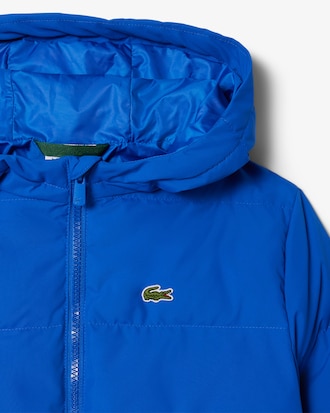 Puffer-Jacke mit Kapuze und gesticktem Krokodil