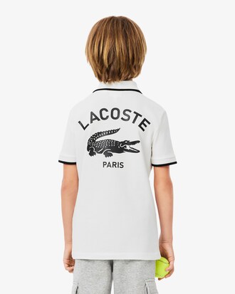 Polohemd aus Petit Piqu&eacute; mit gestreiftem Kragen