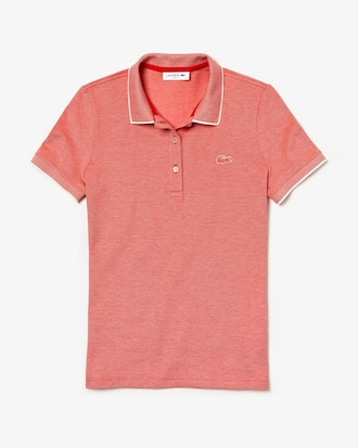 Slim Fit Damen-Polo aus gestreiftem Stretch-Mini-Piqu&eacute; LACOSTE