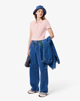 Slim Fit Damen LACOSTE Poloshirt aus Stretch-Baumwoll-Piqu&eacute;