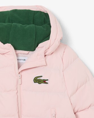 Puffer-Jacke mit Kapuze und gesticktem Krokodil