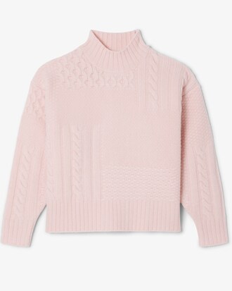 Wollpullover mit Patchwork-Effekt und hohem Kragen