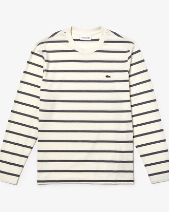 Men's Crew Neck Striped Cotton T-shirt