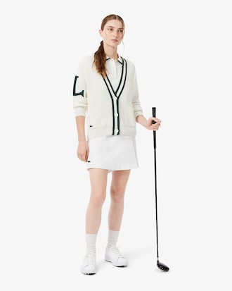 Golf-Cardigan aus Wollgemisch mit Badge-Akzent