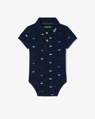Baby-Body aus Piqu&eacute; mit Kroko-Print