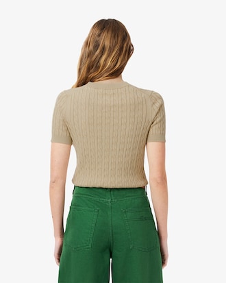 Strickpullover mit Zopfmuster und verwaschenem Effekt