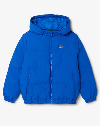 Puffer-Jacke mit Kapuze und gesticktem Krokodil