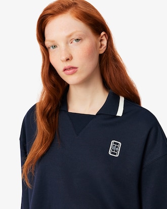 Oversized-Sweatshirt aus Piqu&eacute; mit Polokragen