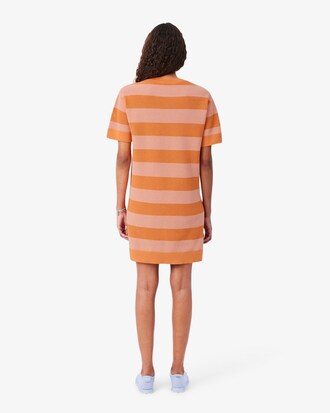 Gestreiftes T-Shirt-Kleid aus Mesh-Strick