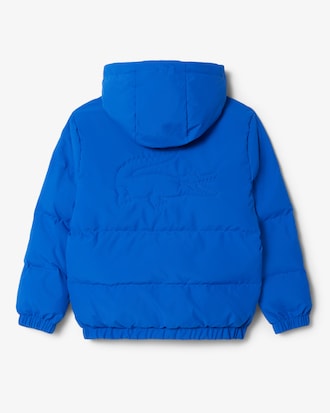 Puffer-Jacke mit Kapuze und gesticktem Krokodil