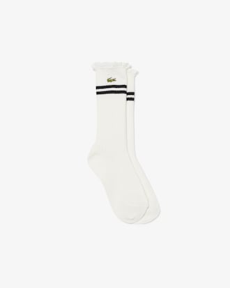 Gerippte Socken mit Spitzenabschluss