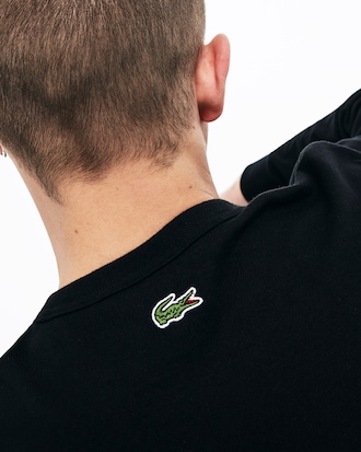 Herren T-Shirt mit Schriftzug und bunten Streifen LACOSTE L!VE
