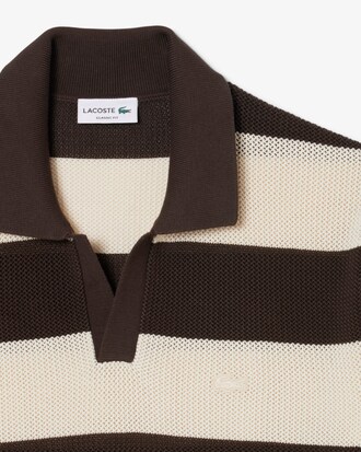 Pullover mit Polokragen, kurzen &Auml;rmeln und Streifen-Print