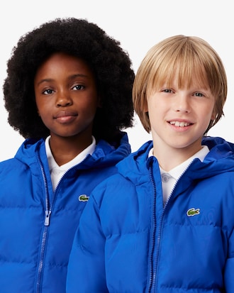 Puffer-Jacke mit Kapuze und gesticktem Krokodil