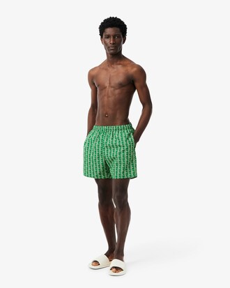 Halblange Badehose mit Monogramm-Druck