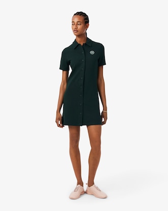 Tennis-Polokleid aus Piqu&eacute; mit Badge-Akzent