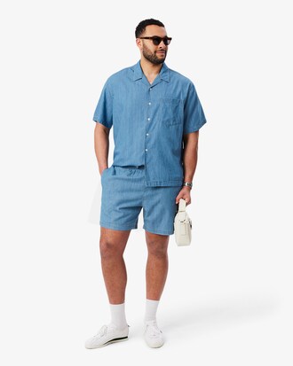Relaxed Fit-Hemd aus Denim mit offenem Ausschnitt