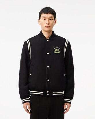 Bomberjacke aus Wolle mit Kontrast-Varsity-Badge
