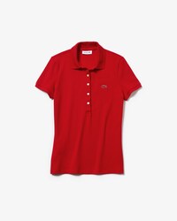 LACOSTE Slim Fit Damen-Poloshirt aus Mini-Piqu&eacute; mit Stretch