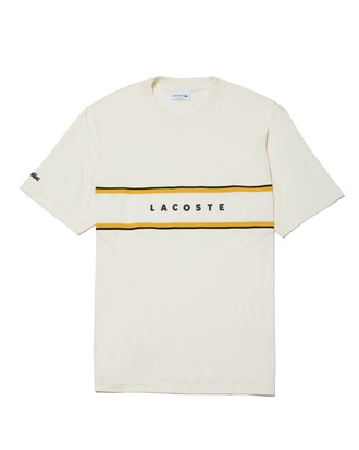 Herren T-Shirt aus Baumwolle mit Piqué-Einsätzen und Schriftzug