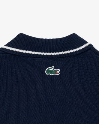 Badge Accent Tennis Heritage Zipped Polo Collar Sweater