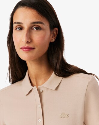 Slim Fit Damen LACOSTE Poloshirt aus Stretch-Baumwoll-Piqu&eacute;