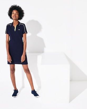 Damen LACOSTE SPORT Golf-Polokleid mit V-Ausschnitt