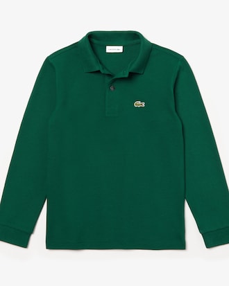 Polohemd aus Petit Piqu&eacute; mit langen &Auml;rmeln