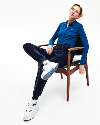 LACOSTE Slim Fit Damen-Poloshirt aus Mini-Piqu&eacute; mit Stretch