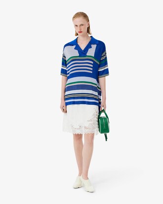 Oversized-Polohemd Runway aus Satin-Piqu&eacute; mit Streifen