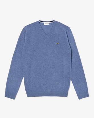 Herren-Pullover aus Woll-Jersey mit V-Ausschnitt