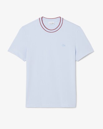 T-Shirt aus Stretch-Piqu&eacute; mit gestreiftem Kragen