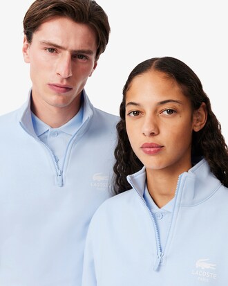 Sweatshirt mit Rei&szlig;verschluss, hohem Kragen und Print