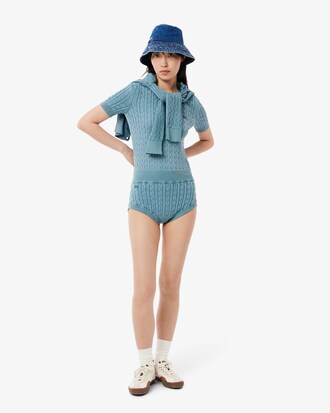 Kurze Shorts mit Zopfmuster und verwaschenem Effekt