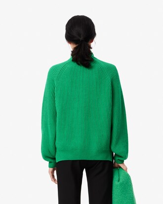 Pullover aus Wolle mit Perlmuster und Reißberschluss