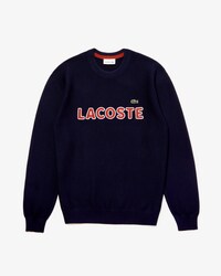 Herren-Rundhalspullover aus Baumwolle mit LACOSTE Schriftzug