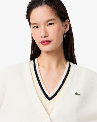 Cardigan aus Baumwolle mit Moosstrick und V-Ausschnitt