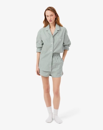 &Uuml;bergro&szlig;es, gestreiftes Pyjama-Set aus Popeline