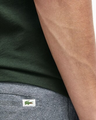 Slim Fit Herren-Bermudas aus Baumwoll-Leinen mit Mini-Karos