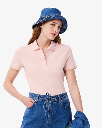 Slim Fit Damen LACOSTE Poloshirt aus Stretch-Baumwoll-Piqué