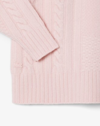 Wollpullover mit Patchwork-Effekt und hohem Kragen