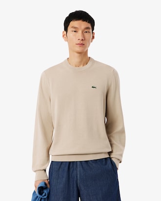 Einfarbiger Pullover aus Baumwolle mit Rundhalsausschnitt