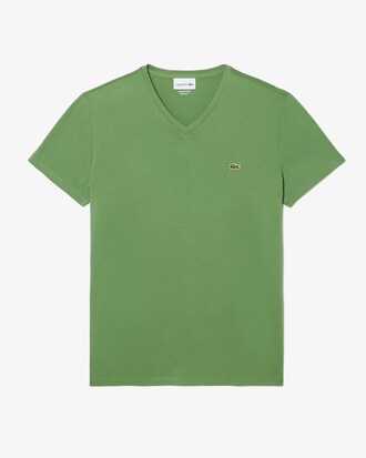 T-Shirt aus leichter Pima-Baumwolle mit V-Ausschnitt