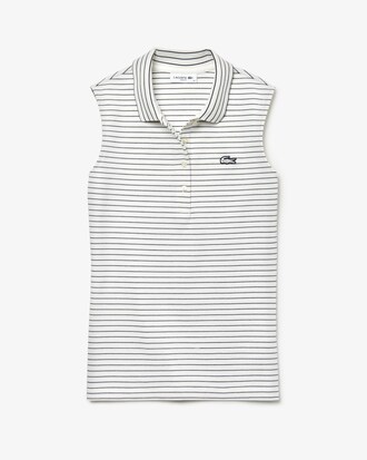 Slim Fit Damen-Polo aus Mini-Piqu&eacute; mit Stretch und Nadelstreifen