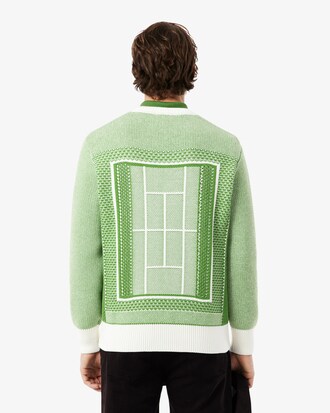 Pullover aus Jacquard mit Tennisplatz-Grafik