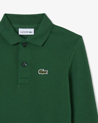 Polohemd aus Petit Piqu&eacute; mit langen &Auml;rmeln