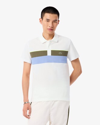 Regular Fit-Polohemd aus Mini-Piqué mit Colorblock