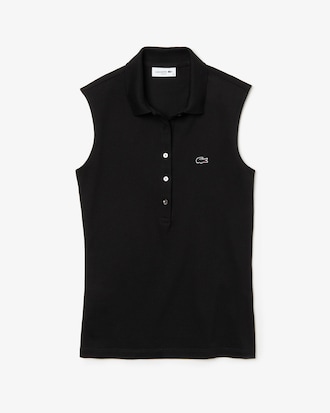 LACOSTE Slim Fit Damen-Poloshirt aus Mini-Piqu&eacute; mit Stretch