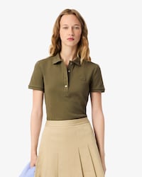 Slim Fit Damen LACOSTE Poloshirt aus Stretch-Baumwoll-Piqu&eacute;